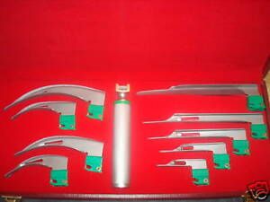 Fiber Optic Macintosh &amp; Miller combo Laryngoscope Set New