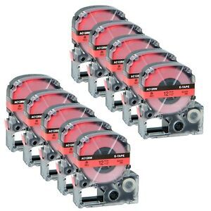 10PK Black on Red Tape Compatible with Epson LW600 LK-4RBP KingJim SC12RW 1/2&#034;