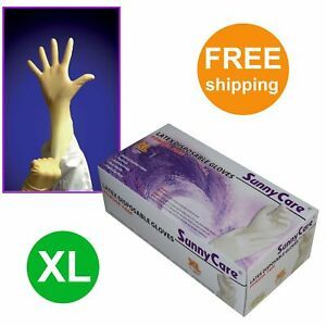 100 Pcs SunnyCare #6804 Latex Gloves Powder Free (Vinyl Nitrile Free) Size: X-La