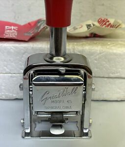 Vintage Great Wall No. 45 Numbering Machine Stamp Self Ink 6 Digit