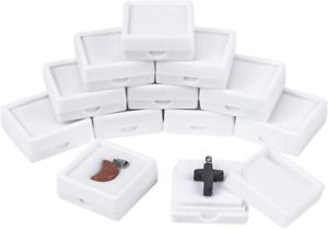 24PCS White Gemstone Display Jewelry Box Container with Clear Top 1.57&#034; x 0.6&#034;