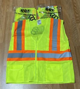 3 Pack - Safety Vest with Pockets Mesh Class 2 Hi Vis Yellow, Reflective Tape XL