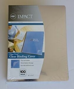 GBC 2000036 100/Box 11-1/4&#034; x 8-3/4&#034; Presentation Binding Systm Covers Clear New