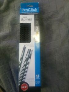 ProClick Modular Binding System Black Spines 25 Pack 5/16” New 45 Sheet Capacity