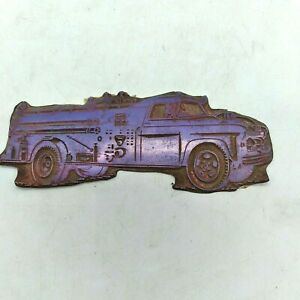 Fire Engine Printing Letterpress Printer Plate Vintage 1950s 1960s
