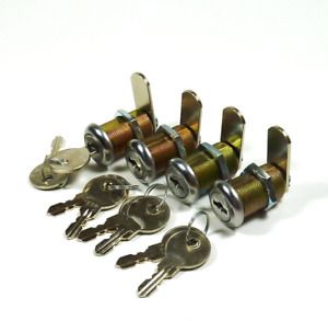 4/Pk 1-1/8&#034; Double Bitted Cam Lock with 6-Disc Tumbler, Keyed Alike with 2 Keys
