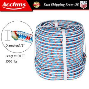 1/2&#034; x 100&#039; Arborist Tree Climbing Rope 16 Strand Braided Nylon Core Polyester