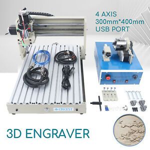 USB 4 Axis 400W CNC 3040 Router Engraver Wood Carver Drilling Milling Machine US