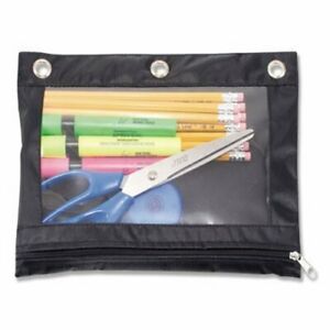 Advantus Binder Pencil Pouch, 10 x 7-3/8, Black/Clear (AVT67024)