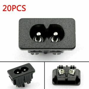 20PC IEC320 C8 2 Pin Male Power Socket With Switch 2.5A 250V For Boat AC-2KA EP