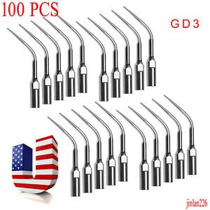 100PCS Dental Ultrasonic Piezo Scaler Scaling Tips GD3 Fit DTE SATELEC SANDENT e