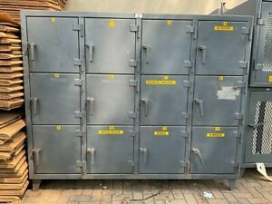 StrongHold Triple Tier 12 Door Welded Personnel Locker, 82&#034;Wx18&#034;Dx68&#034;H, Gray