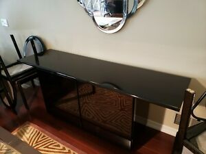 CREDENZA, CONTEMPORARY, CABINET STORAGE, GLOSS BLACK LACQUER, HOME OR OFFICE