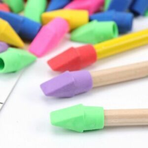 10pcs Pencil Top Erasers Chisel Shape Correction Caps School Painting Supplies