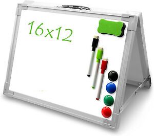 Small Foldable White Board - Magnetic Desktop Foldable Whiteboard - 16&#034; x 12&#034;