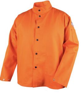 New Black Stallion 9 oz FR 30&#034; Orange Cotton Welding Jacket Size 2XL