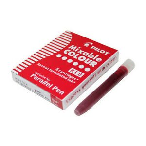 PILOT 77307 PARALLEL PEN REFILL CARTRIDGE RED 6 PACK