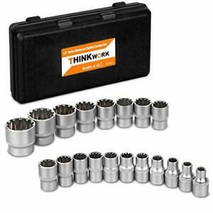 1/2&#034; Drive Universal Spline Socket Set,  19 Pieces Bolt Extractor Tool Set,