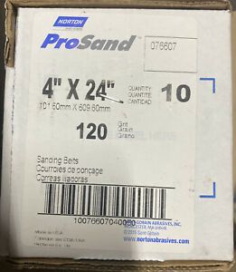 Box of 10 Norton ProSand 4” x 24” Sanding Belts 120 Grit “GREAT DEAL”