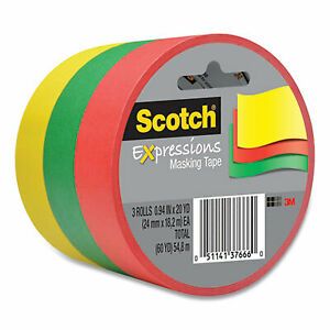 Scotch Tape,Masking,Rd,Yw,Gn 34373PRM