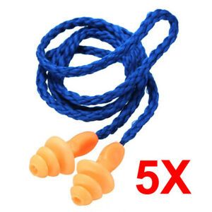 5PCS Authentic Soft Silicone Corded Ear Plugs Noise Reduction  Earmuffs Earplugs