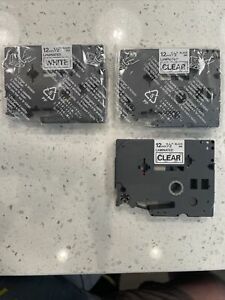3 Genuine Brother 1/2&#034; (12mm) TZe P-touch Tape for Brother PT-300