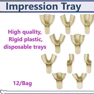 Dental Impression Trays Solid Perforated Plastic Disposable (CHOOSE SIZE) 12/Bag