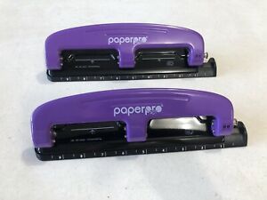 Pair Paperpro 12-Sheet Compact 3-Hole Punch, Rubber Base, Purple/Black (ACI2105)
