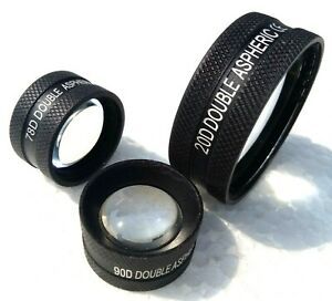 Ophthalmic Lens Pack Set of 20D, 90D &amp; 78D with Instruction Manual Free Shipping