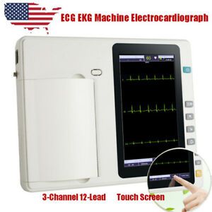 Color Display Digital 3-Channel 12-Lead Electrocardiograph ECG/EKG Machine FDA