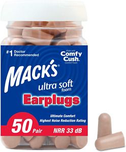 Mack&#039;s Ultra Soft Foam Earplugs, 50 Pair - 33dB Highest NRR, Comfortable Ear Plu