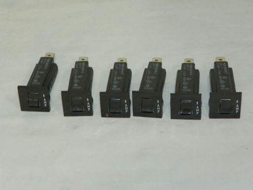 6 potter &amp; brumfield w28-xq1a-3 manual reset circuit breaker 3 amp new old stock for sale