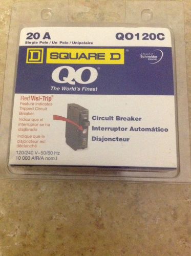 Square d qo120c, 120/240v, 20 amp, single pole circuit breaker for sale