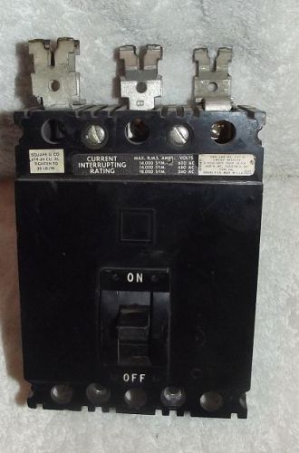 Used square d fal36015 black faced circuit breaker 3 pole 15 amp 600 volt for sale