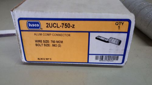 Ilsco 2ucl-750-z new in box alum comp conn 750 mcm 2 bolt hole 1/2&#034; #a42 for sale