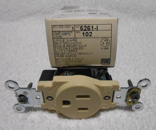 LEVITON SINGLE SELF GROUND RECEPTACLE 5261-1 2P 3 WIRE 15A 125V FREE SHIPPING