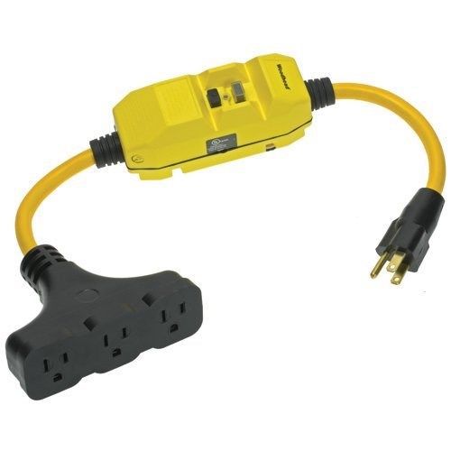 New daniel woodhead triple tri tap outlet gfci 2&#039; extension cord 15 amp 120v ac for sale