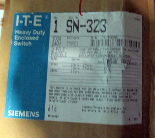 Siemens ITE 100 Amp Safety Switch Disconnect SN323 Fusible NIB new in box
