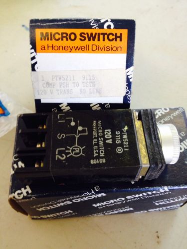 Microswitch honeywell ptw5211 switch push to test 120v 50/60hz no lens *nsib for sale