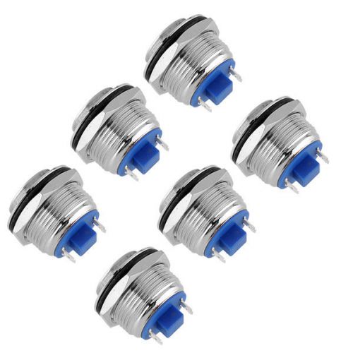6pcs 19mm 3A  Switch Push ButtonPin Terminals Resetable High Flush Boat Car