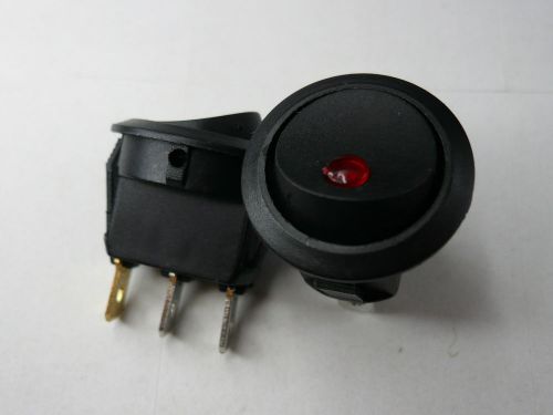 Sv 2 pcs round rocker switch with red dot light  6a/250v ac 2 new for sale
