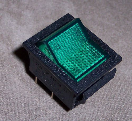 C&amp;k dpst green 125 volt neon illuminated rocker switch ca series 15 amp for sale