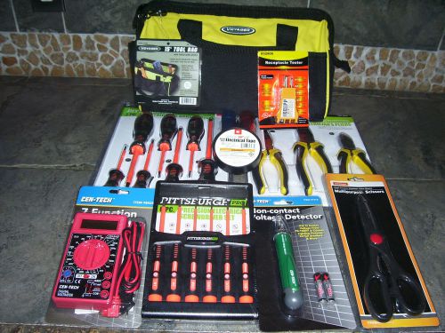 25pc junior electricians tool kit screwdriver pliers multimeter toolbag 8) for sale