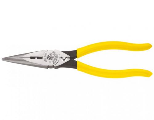 Klein tool 8&#039;&#039; heavy-duty long nose pliers w/strip &amp; crimp t21213 for sale