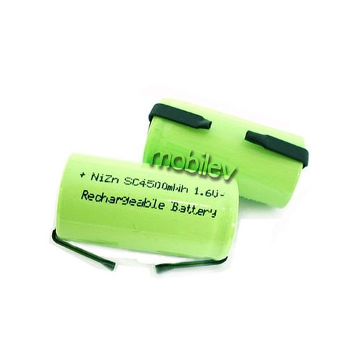 30 x 4500mwh sub c 1.6v volt nizn rechargeable battery cell pack with tab green for sale