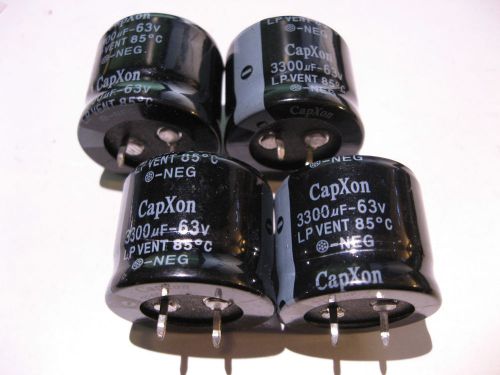 QTY 4 CapXon 3300uF 63V Electrolytic Capacitor 85C degree NOS