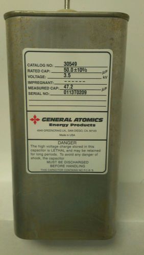 General atomics 30549 3.5 kv dc 50 uf high voltage capacitor for sale