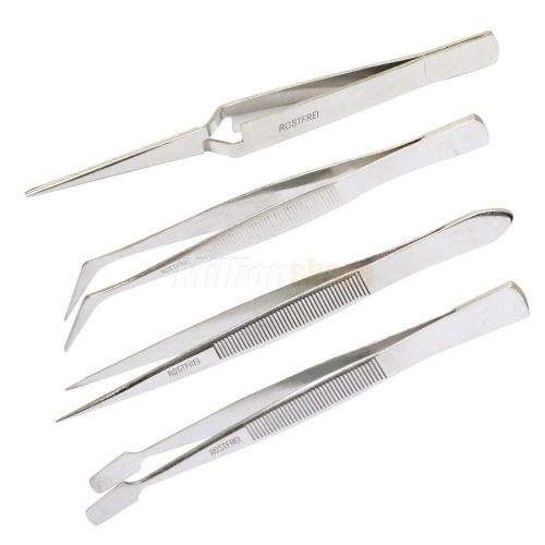 4pcs all purpose precision tweezer set stainless steel anti static nipper tools for sale