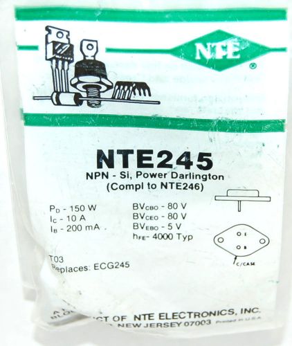 NTE NTE245 NPN POWER DARLINGTON T03 EQIVto ECG245