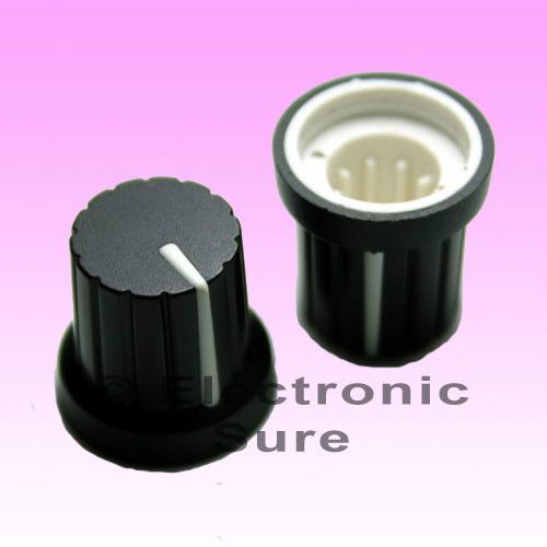 20 x Knob Black with White Mark for Potentiometer Pot 6mm Shaft Size